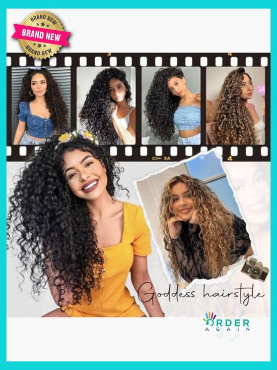 Clip in Hair Extensions 26 Inch Long Protein Silk Curly Hairpieces for Women main image 2